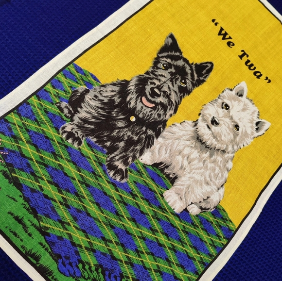 Vintage Scottish tea towel "Scottish Terriers. We Twa". Company: LINANNE. - Picture 7 of 7